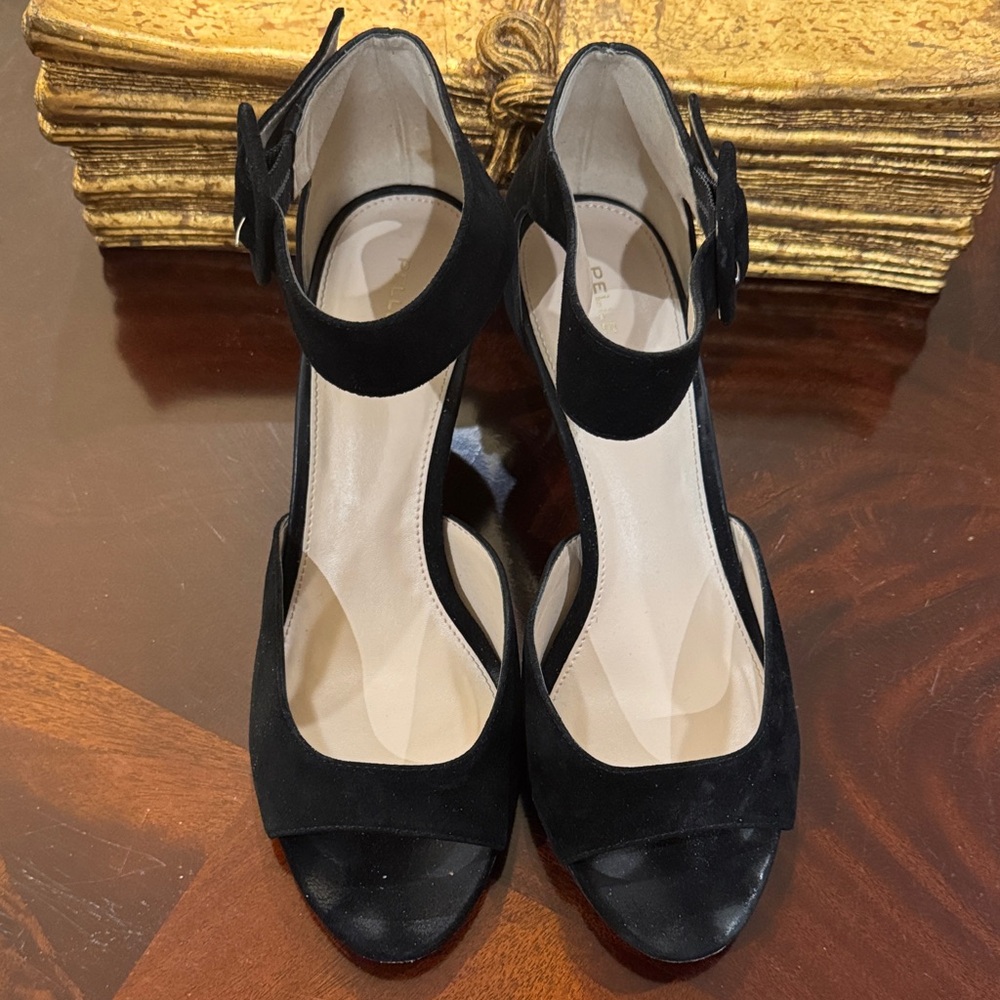 Pelle Moda Black Ankle Strap Heels